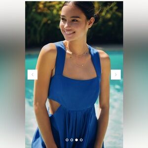 Anthropologie Piper Bandeau Maxi Dress Cutout Blue Smocked Flowy Medium M